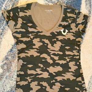 True Religion Camouflage Fitted Tee Green and Tan